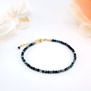 Teal Paraiba Tourmaline Gemstone Bracelet, 14k Gold Filled, Fast Shipping